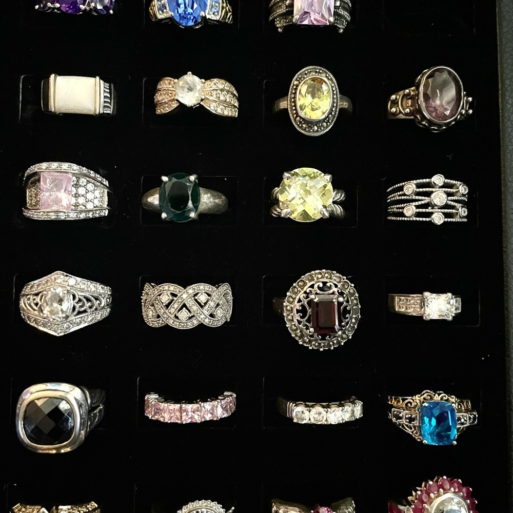 Lot of 34 Sterling Silver .925 gemstone rings lot 3 - Picture 4 of 7